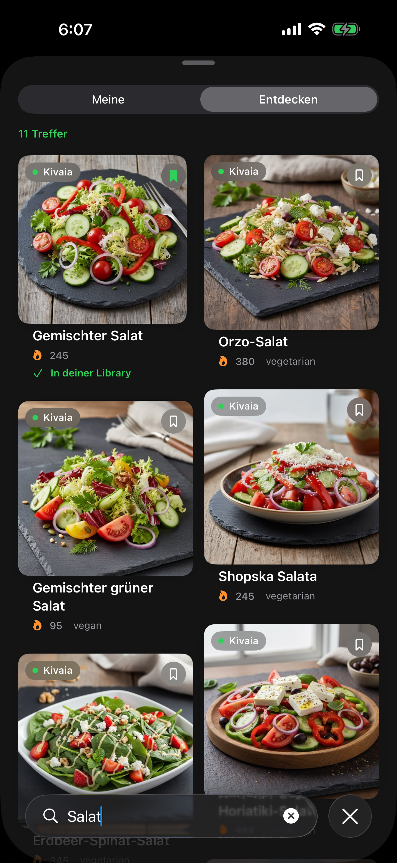 Datenbank-Suche &bdquo;Salat&ldquo; mit gemischten Varianten