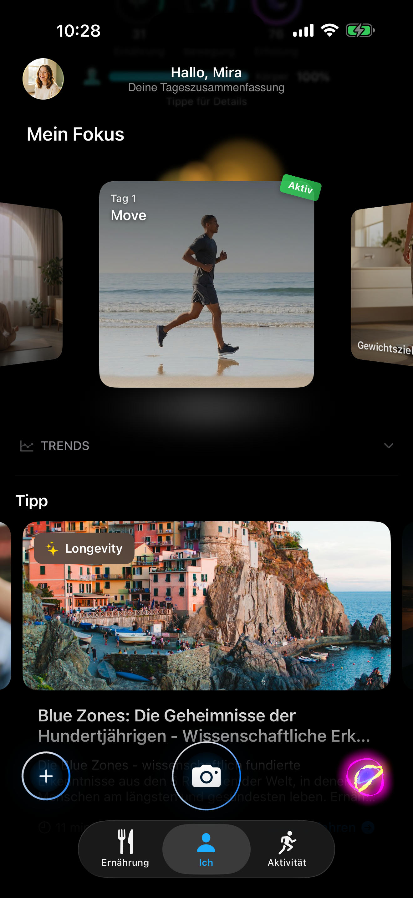 Kivaia — Mein Fokus mit Move-Karte und Blue-Zones-Tipp